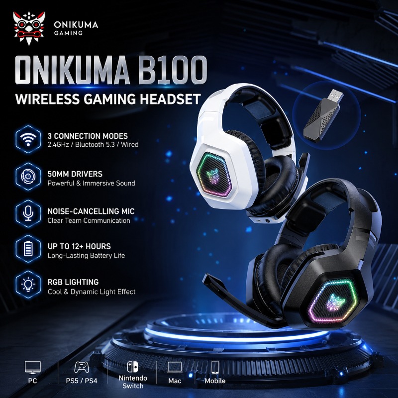 Gaming Console In Amazon - ONIKUMA B100 Wireless Gaming Headset 2.4GHz